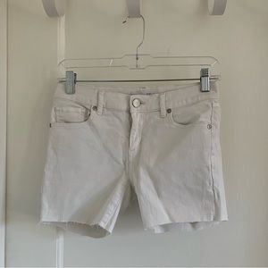 White denim cutoff shorts